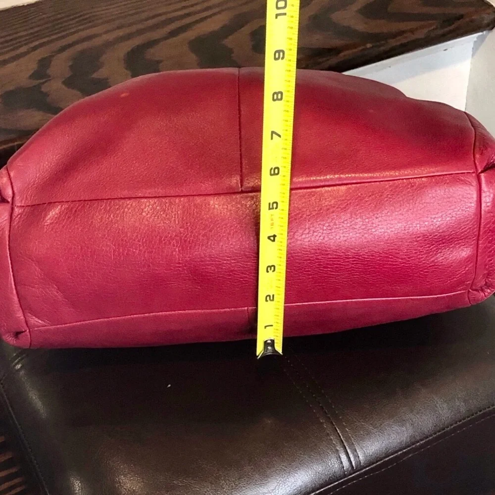COACH Madison Phoebe Tumbled Red Leather Copper Lining 3 Section Shoulder Bag